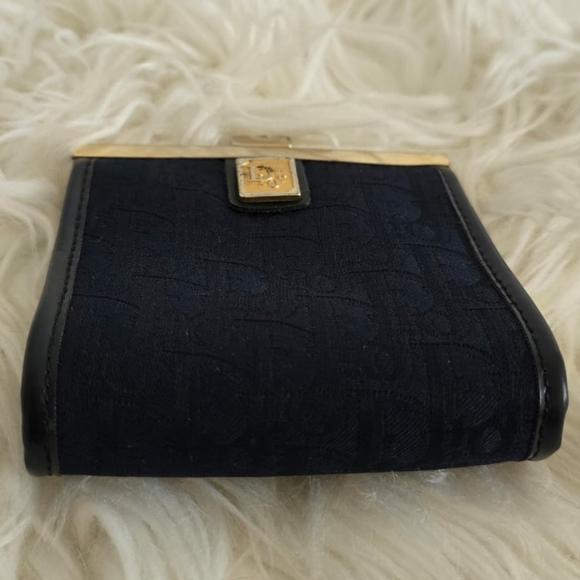 Christian Dior Trotter Logo Metal Clasp Jacquard Leather Coin Purse 💙 Vintage🌴 - Picture 8 of 14
